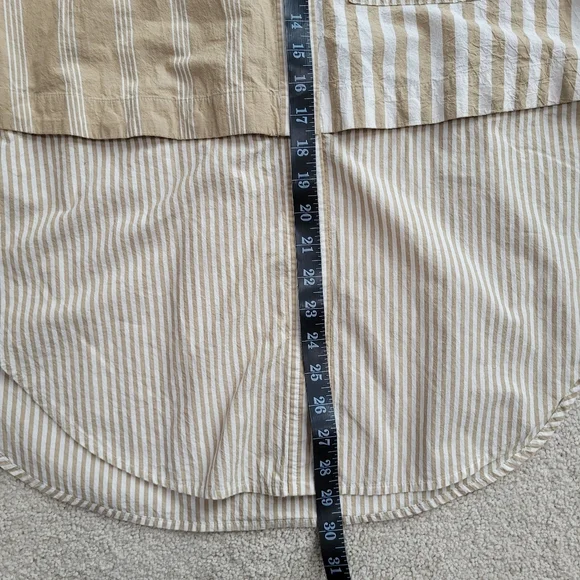 Madewell Tan White 2 in 1 Oversized Striped 100% Cotton Shirt Size S - Picture 13 of 15